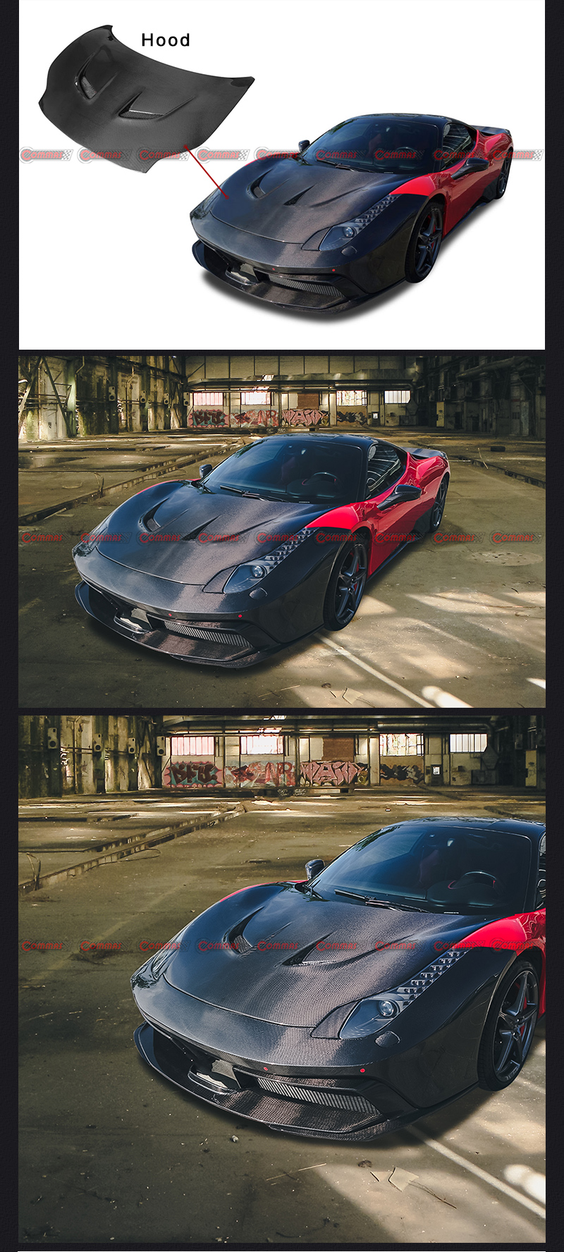 ฝากระโปรงหน้าเฟอร์รารี 458 แบล็คเซลส์