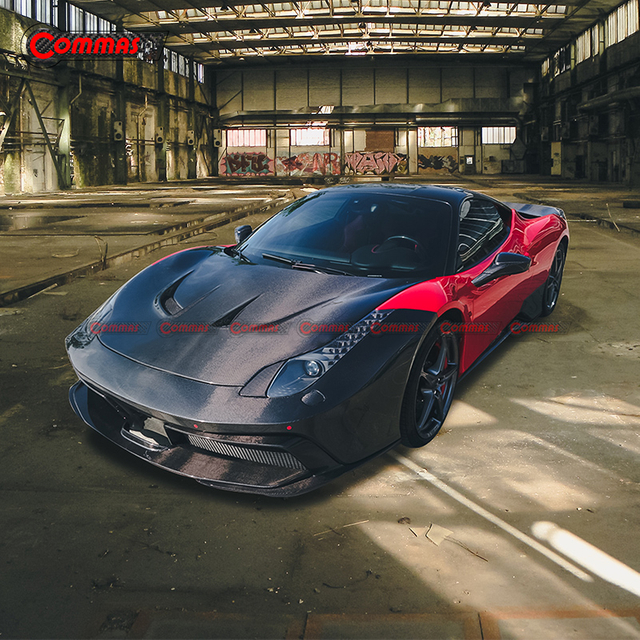 ฝาครอบเครื่องยนต์ Carbon Fiber สไตล์ Black Sails สำหรับ Ferrari 458