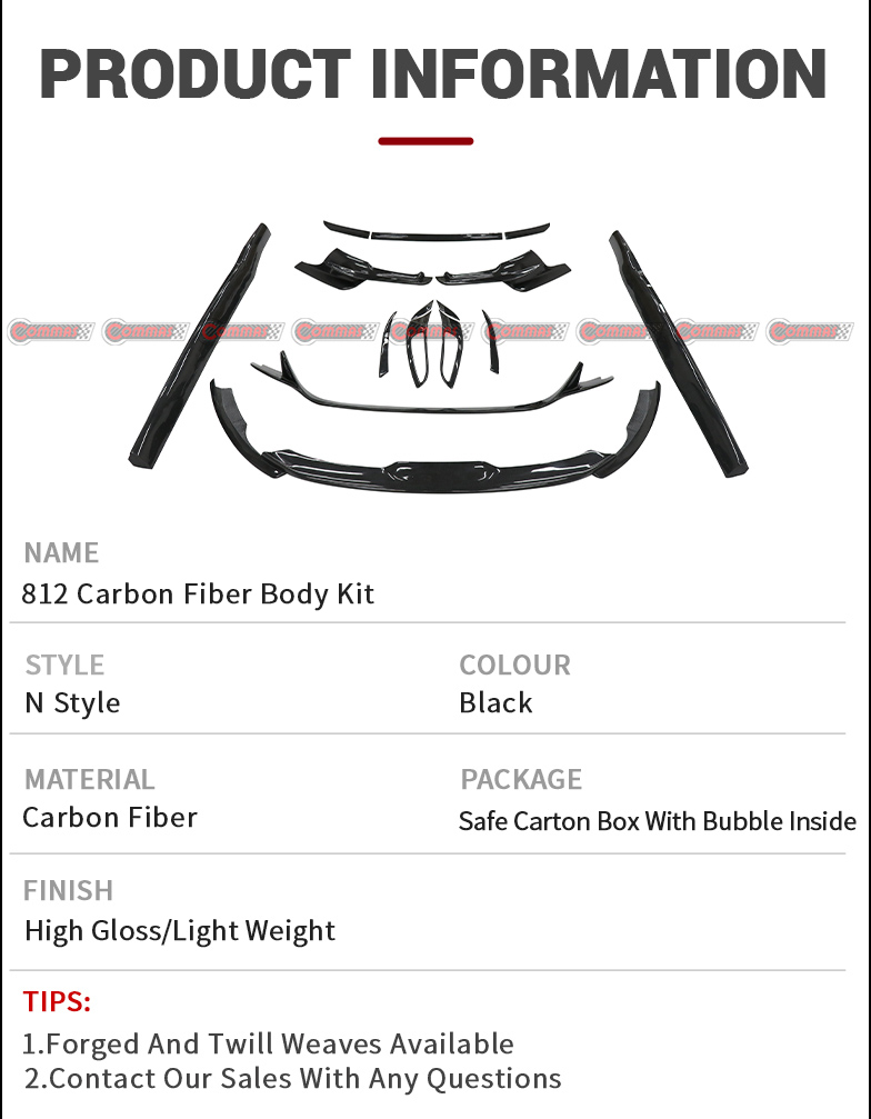 ชุดตัวคาร์บอนไฟเบอร์แห้งสไตล์ Novitec สำหรับ Ferrari 812