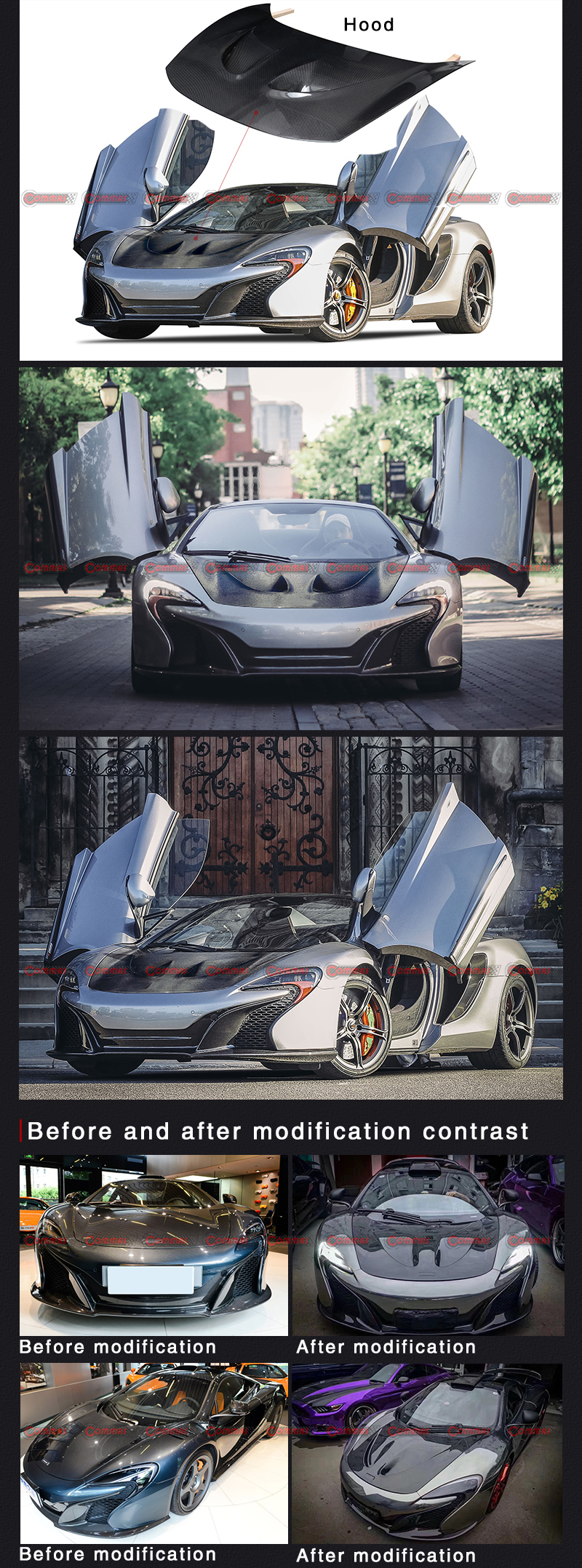 ฝาครอบเครื่องยนต์สไตล์ mclaren 650s p1