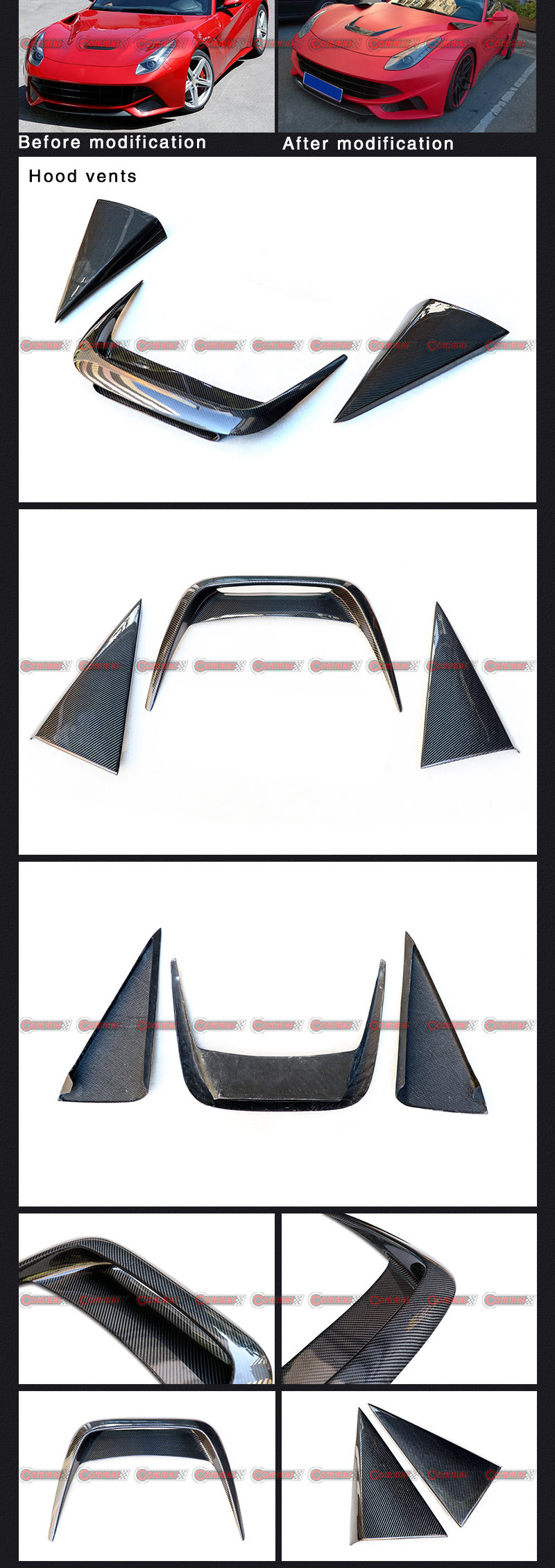  ช่องระบายอากาศฝากระโปรงหน้าสำหรับ Ferrari F12