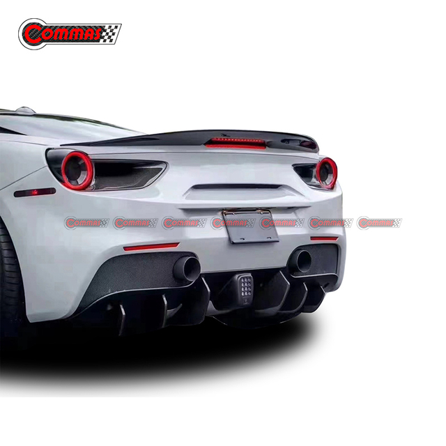 สปอยเลอร์ปีกหลังไฟเบอร์กลาสสไตล์ Vorsteiner สำหรับ Ferrari 488