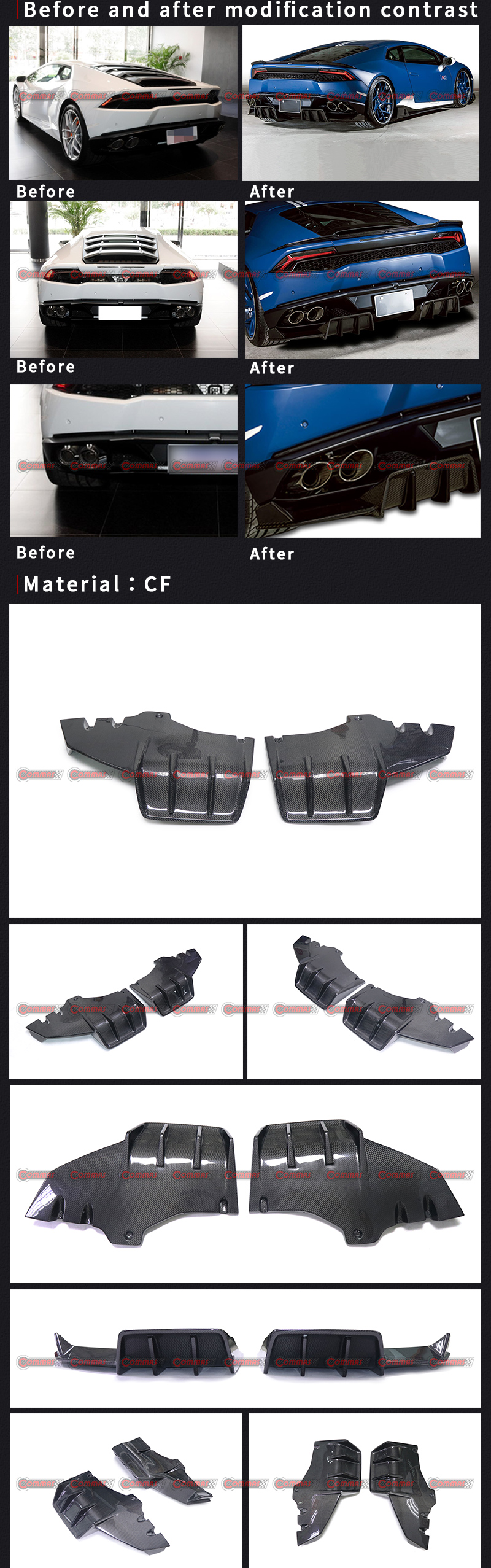 กันชนหลัง Rowen สำหรับ lambroghini huracan